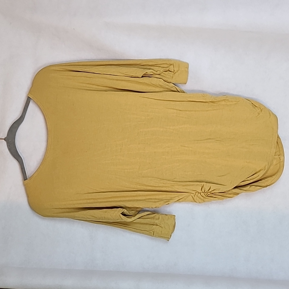 Mustard Yellow Roughed Blouse Sz M ¾ sleeves